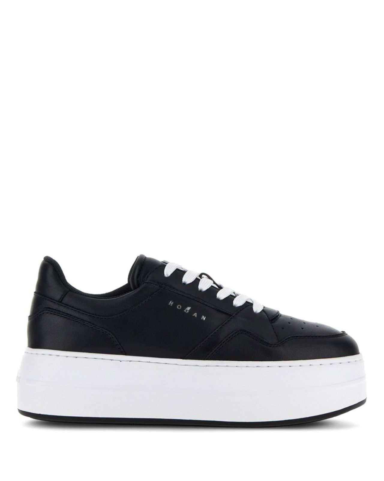 W Platform Sneaker Black Leather