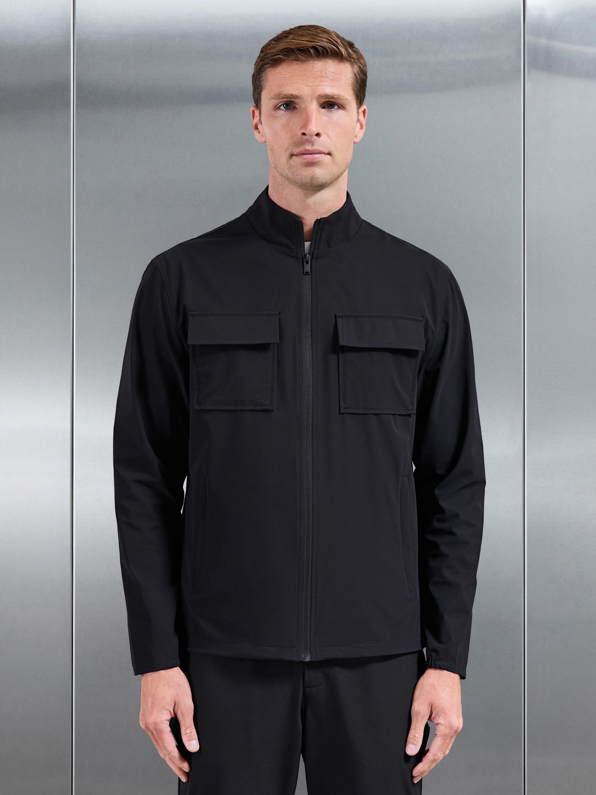 Water Repellent Cargo Jacket in Black
