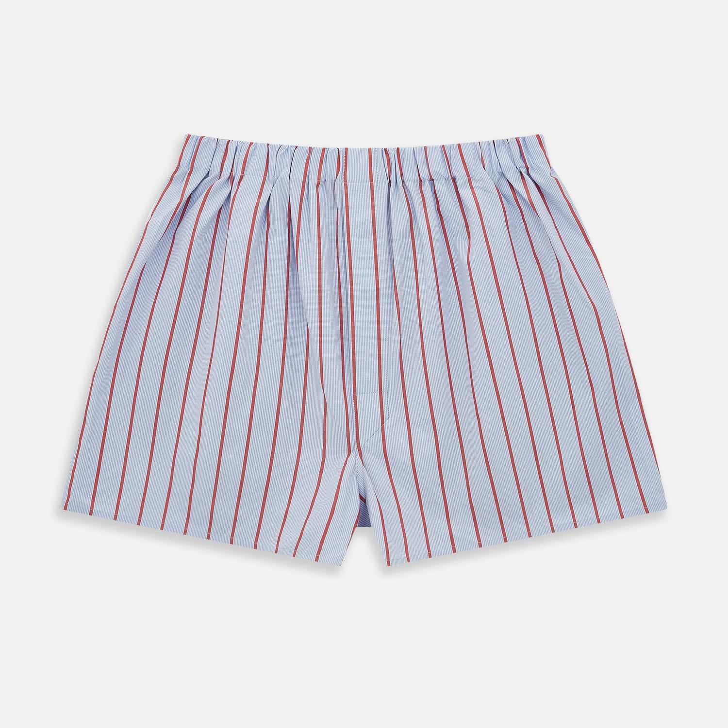 Pale Blue And Red Pinstripe Godfrey Boxer Shorts