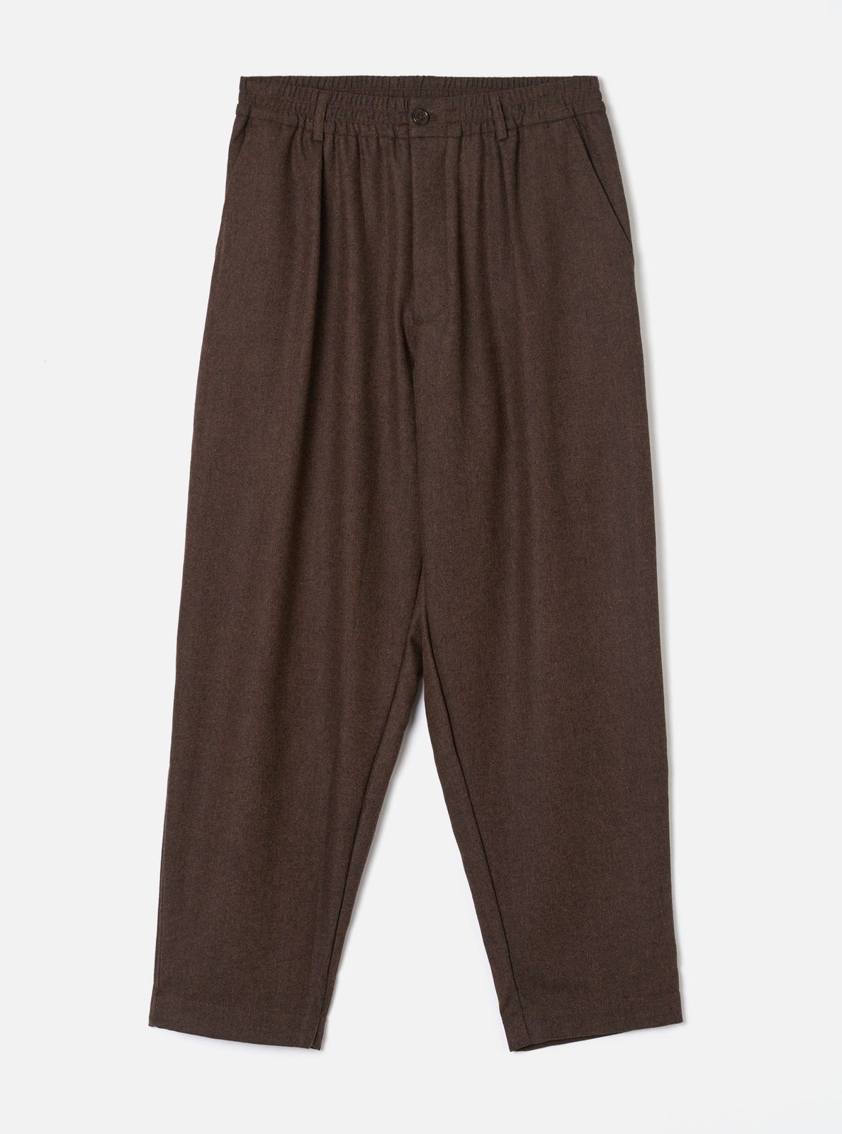 Brown Recycled Italian Tweed Pleated Track Pant