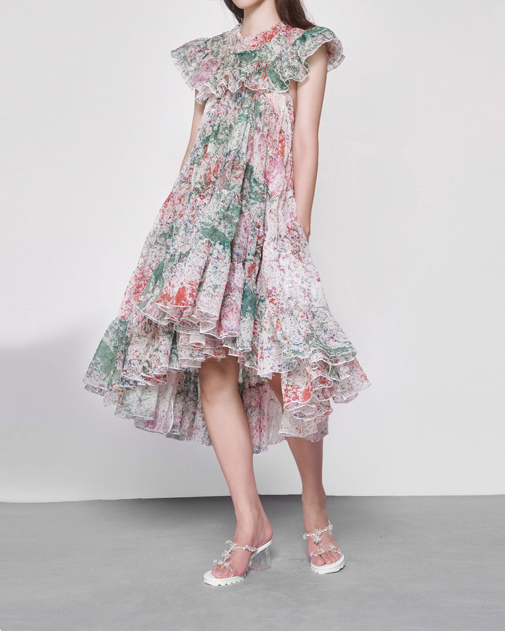 Backless Printed Volume Dress