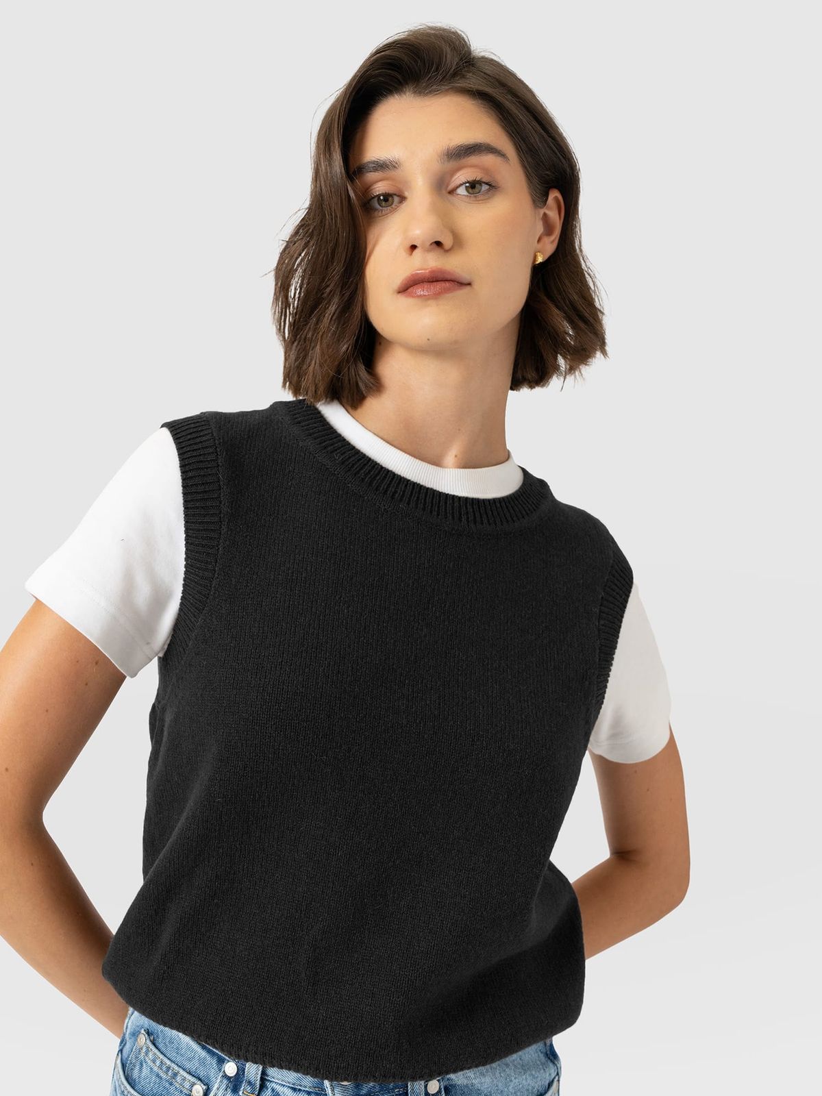 Oxford Cashmere Sleeveless Knit - Black