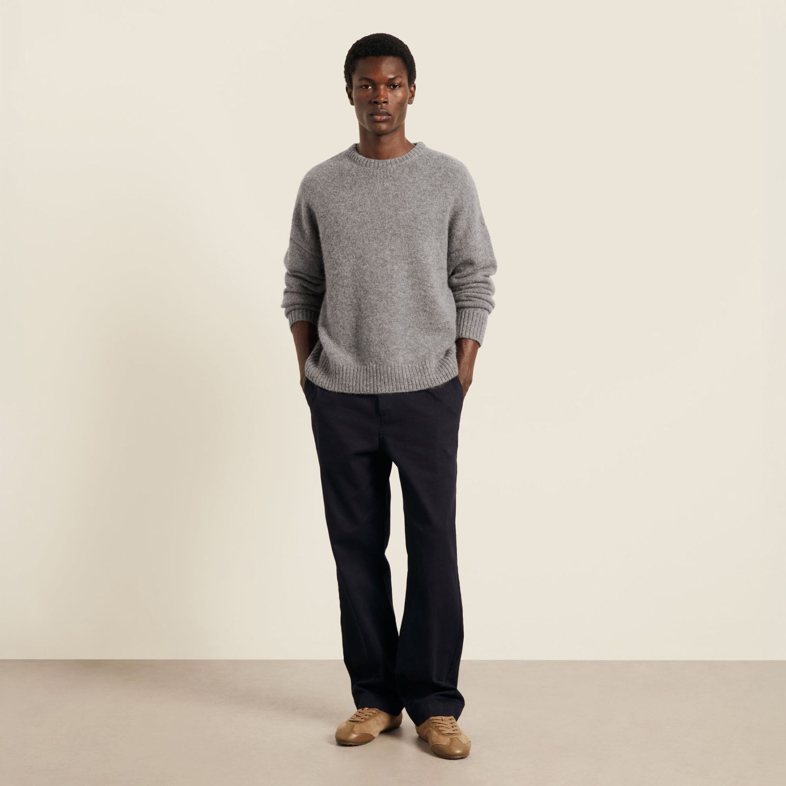 Crew Alpaca Jumper - Stone Grey