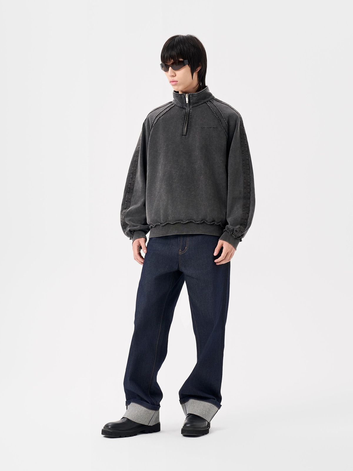 TIE-DYE WASHED ZIP-UP POLO SHIRT