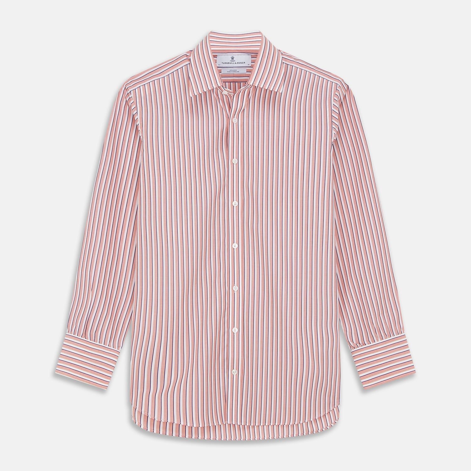 Orange and White Stripe Cotton Regular Fit Mayfair Shirt