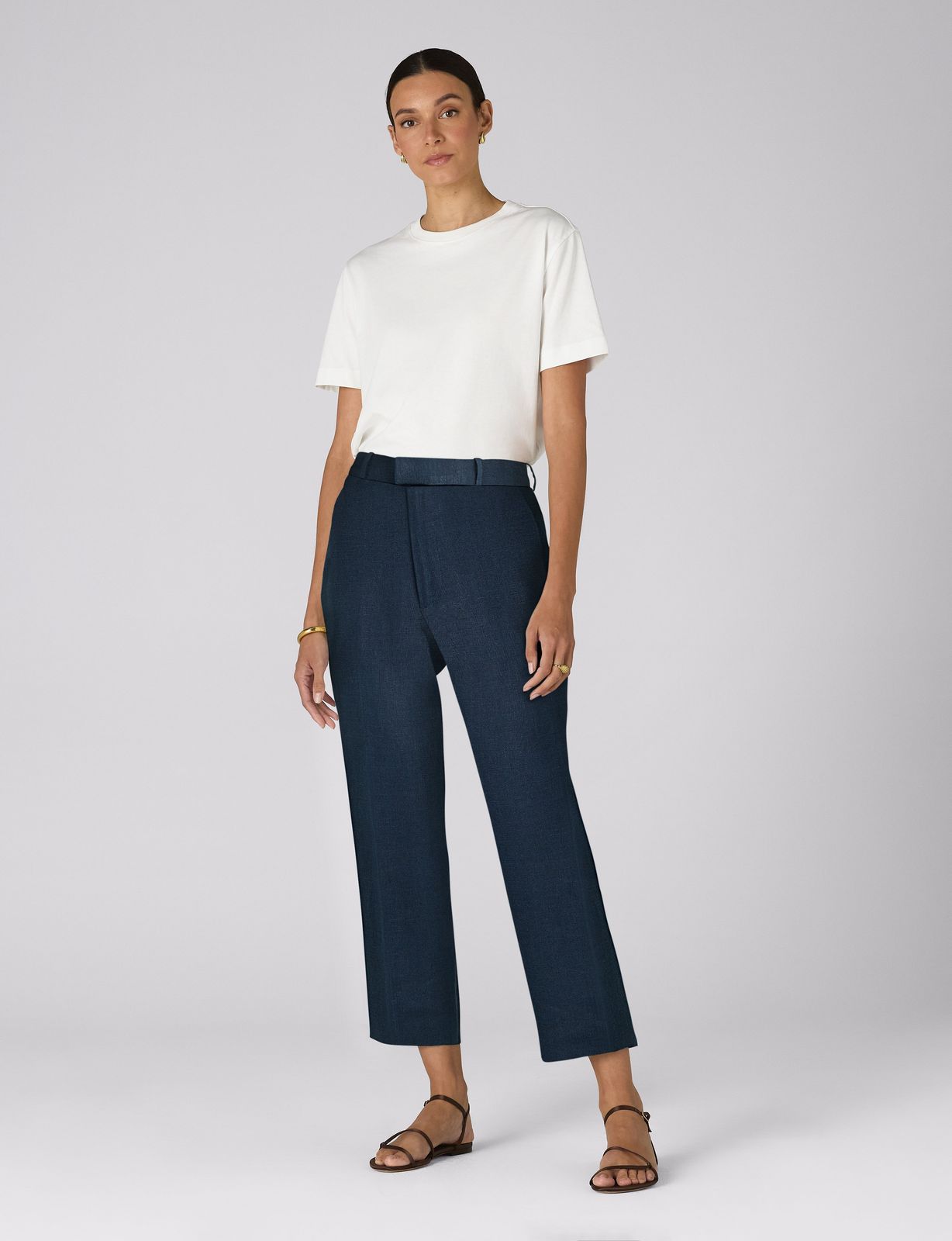 Regent Cigarette Trouser: Linen, Navy