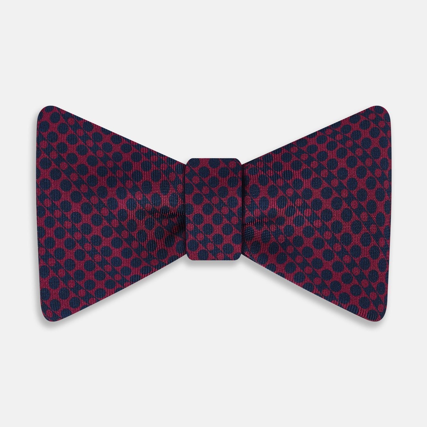 Burgundy Micro-Dot Bar Printed Silk Bow Tie