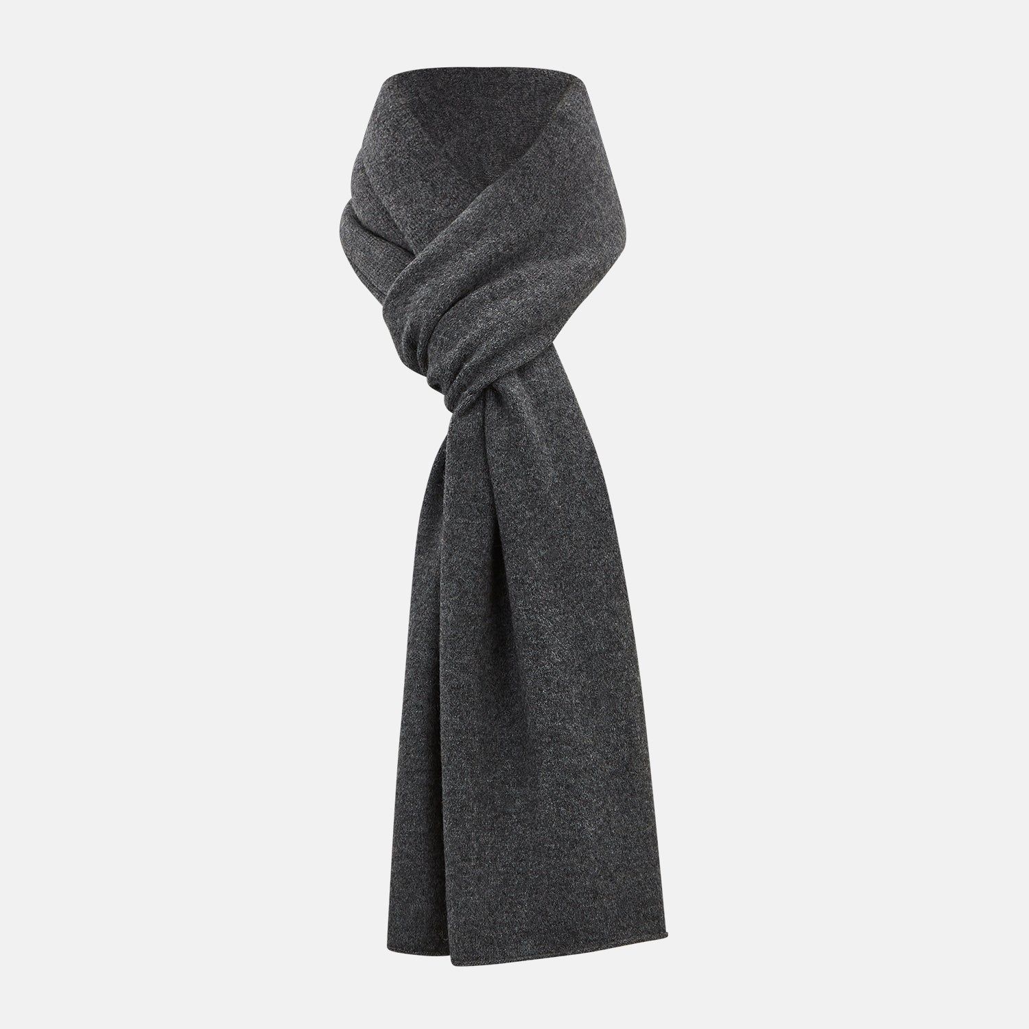 Plain Graphite Cashmere Knitted Scarf