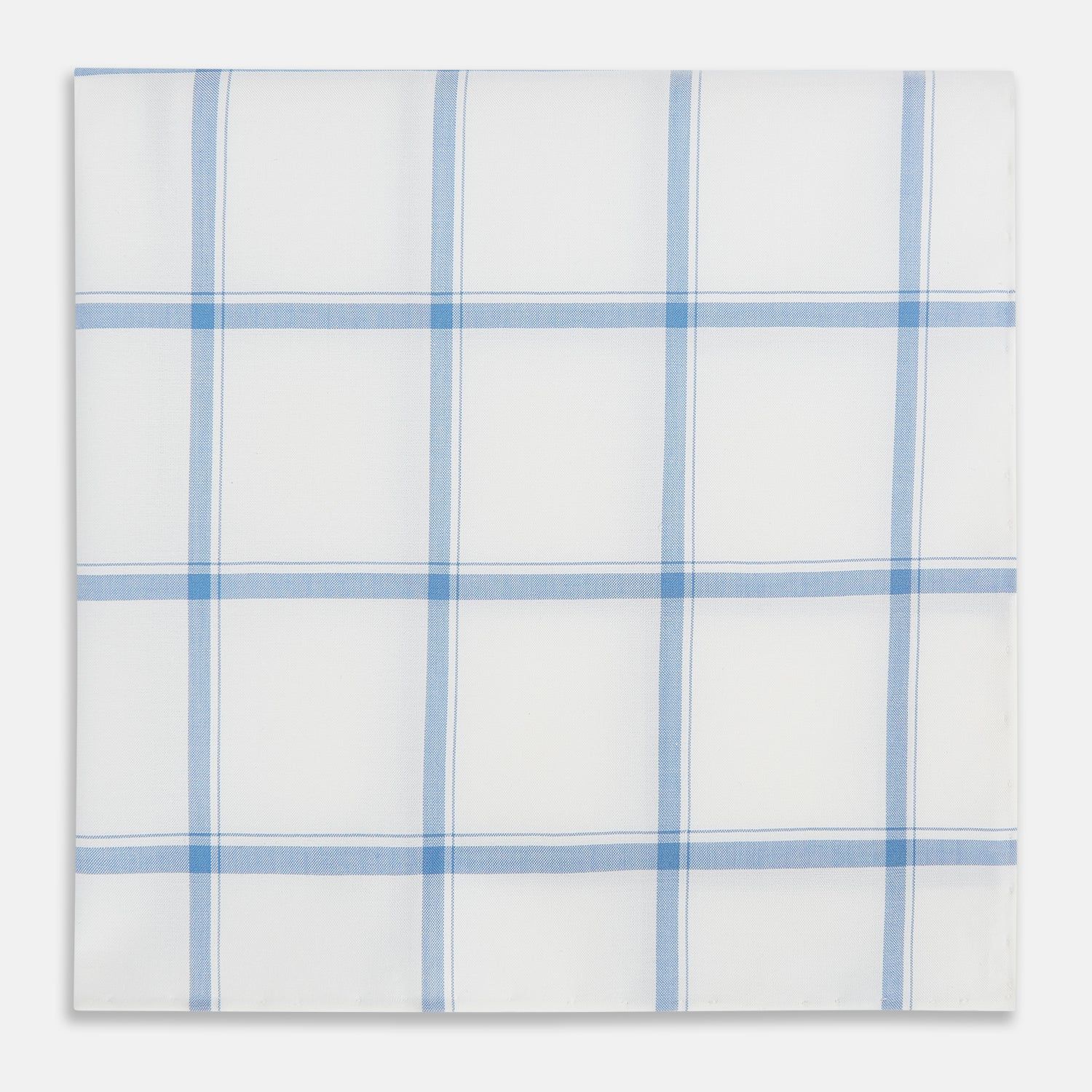 Colony Blue Grid Check Hand-Rolled Handkerchief