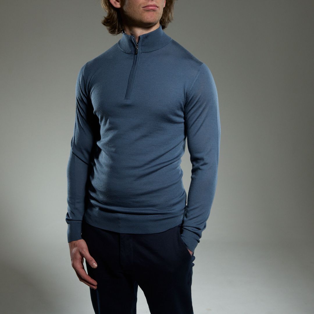 Slim Fit 'Amalfi' 1/4 Zip Pullover In Steel Blue
