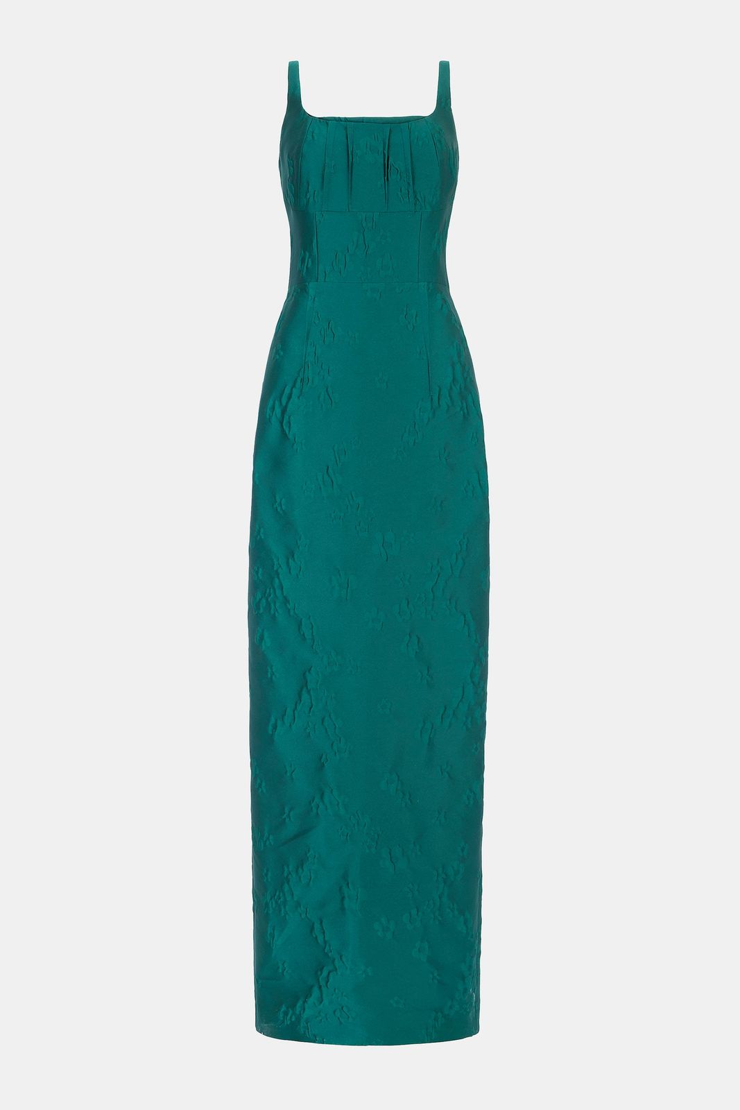 Sharon Dress In Emerald Green Ditsy Floral Jacquard