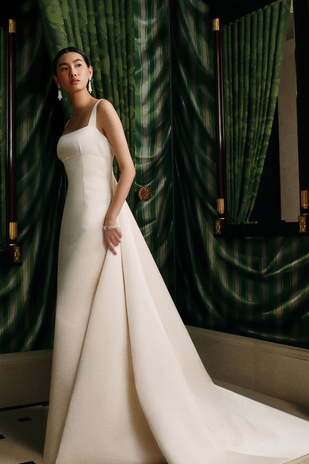 Alara Bridal Dress in Ivory Plain Italian Duchesss