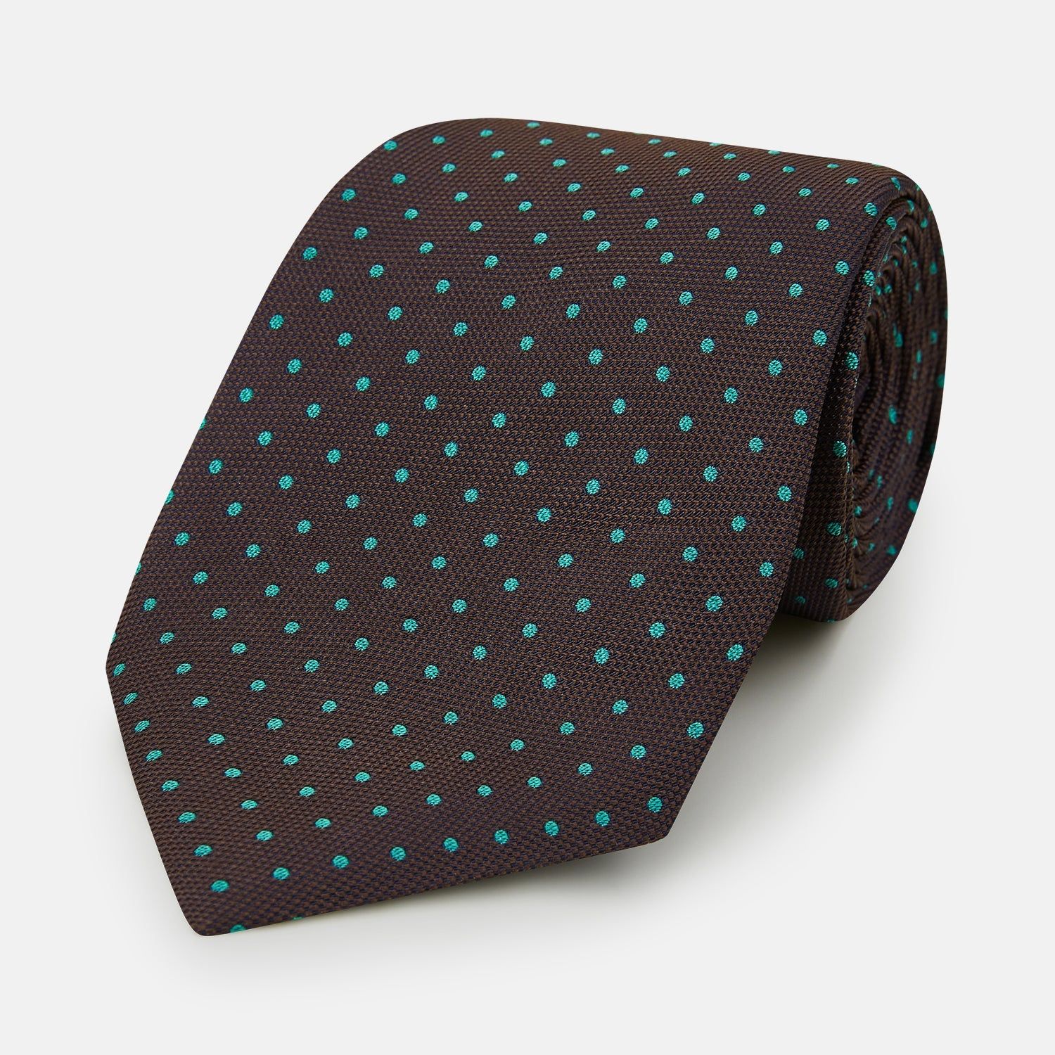 Turquoise and Forest Green Micro Dot Silk Tie