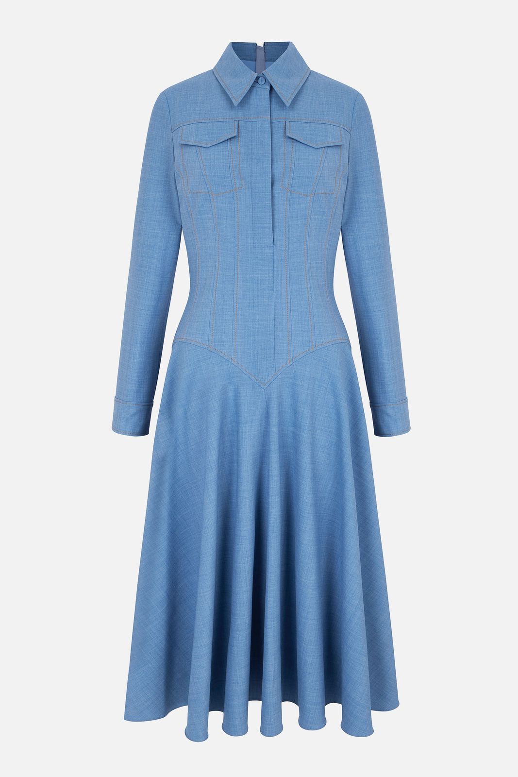 Aspyn Dress In Blue Melange Summer Wool