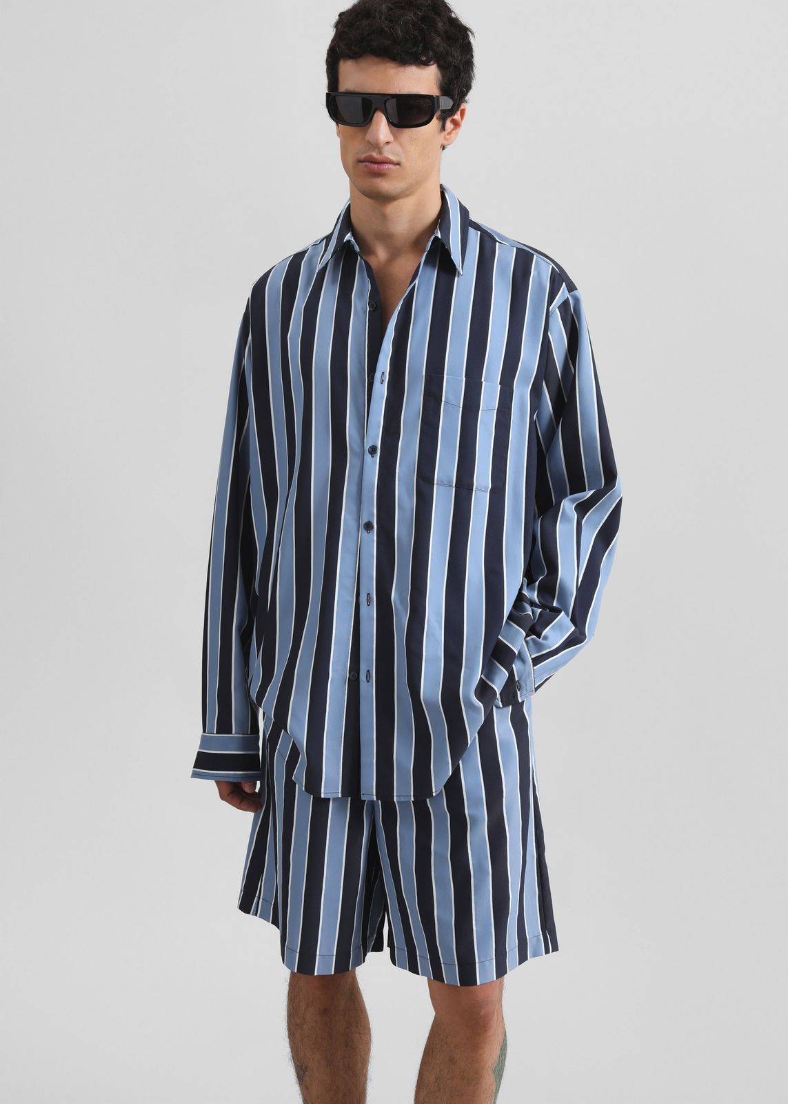 Matthias Striped Bermuda Shorts - Navy Stripe