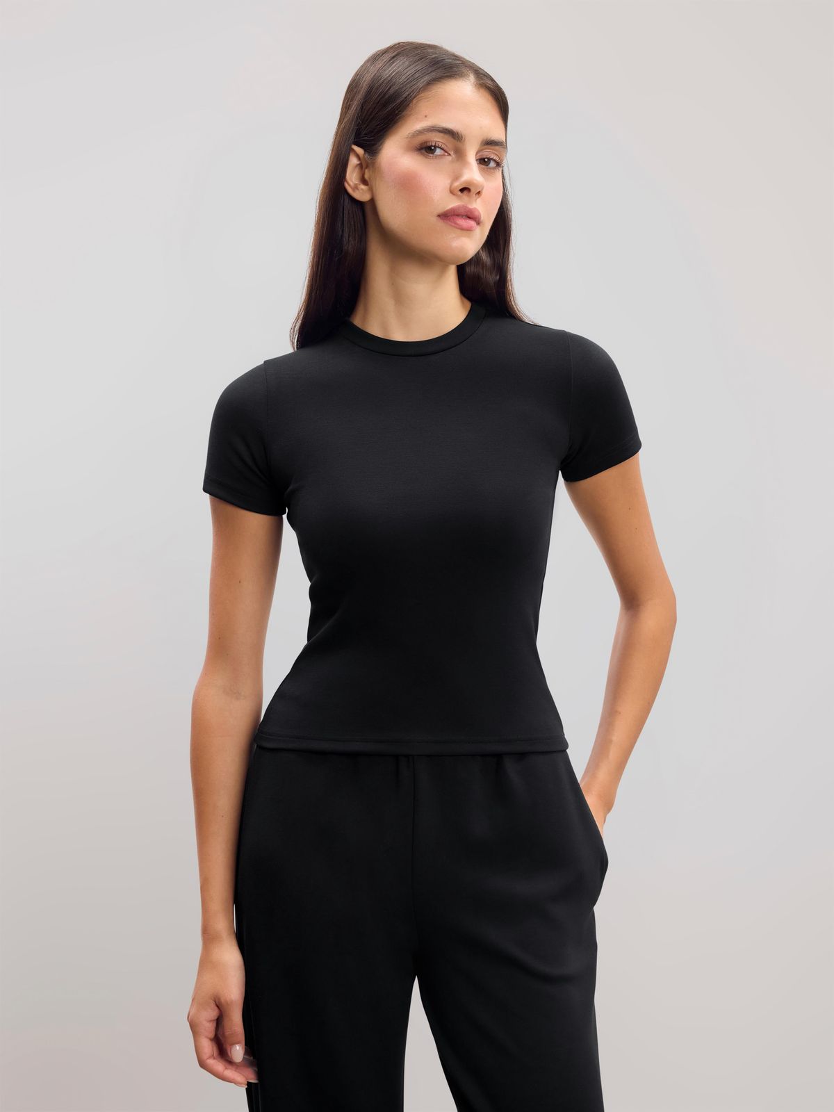 Womens Soft Interlock T-Shirt in Black