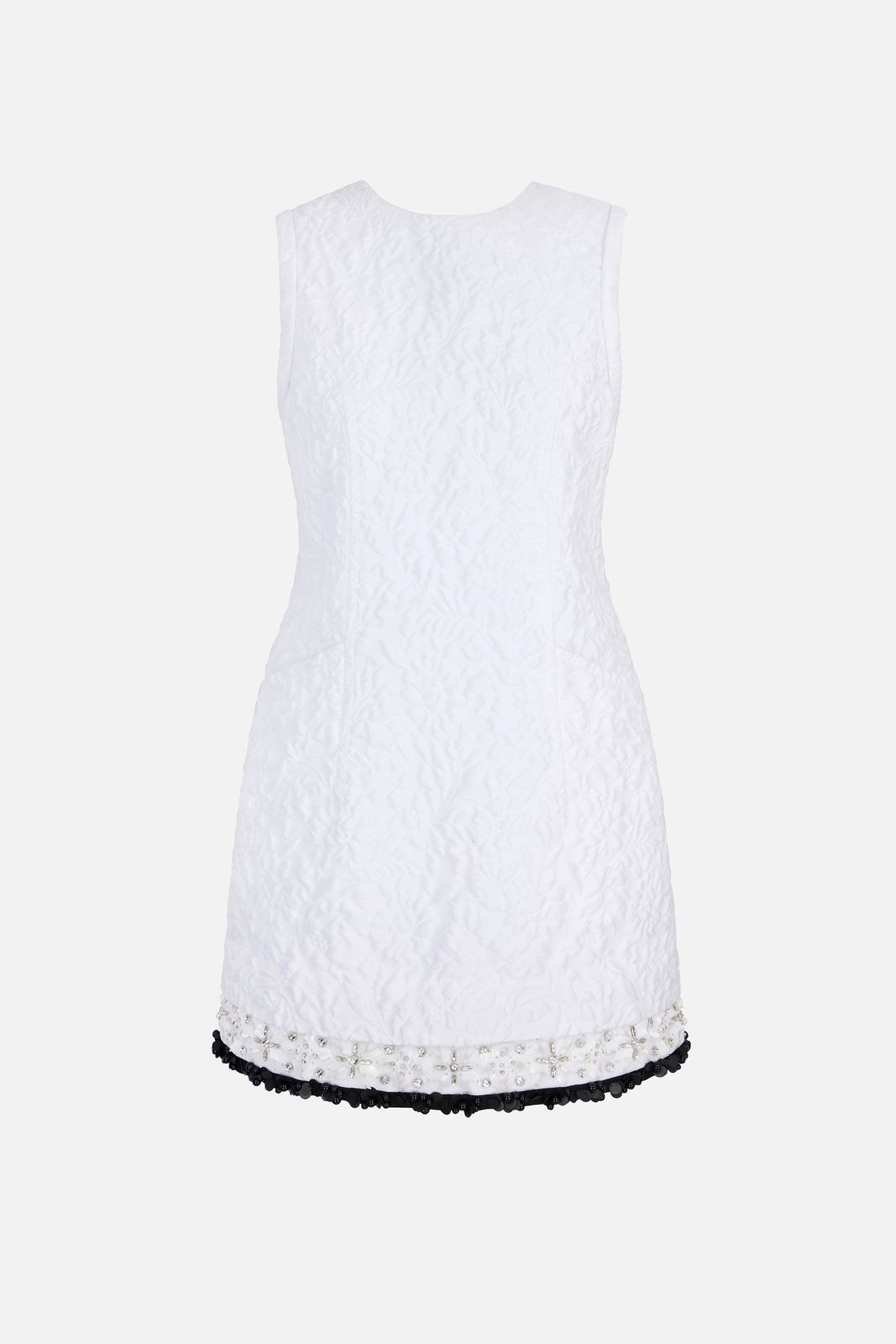 Cinzia Dress In Optic White Embossed Cloque
