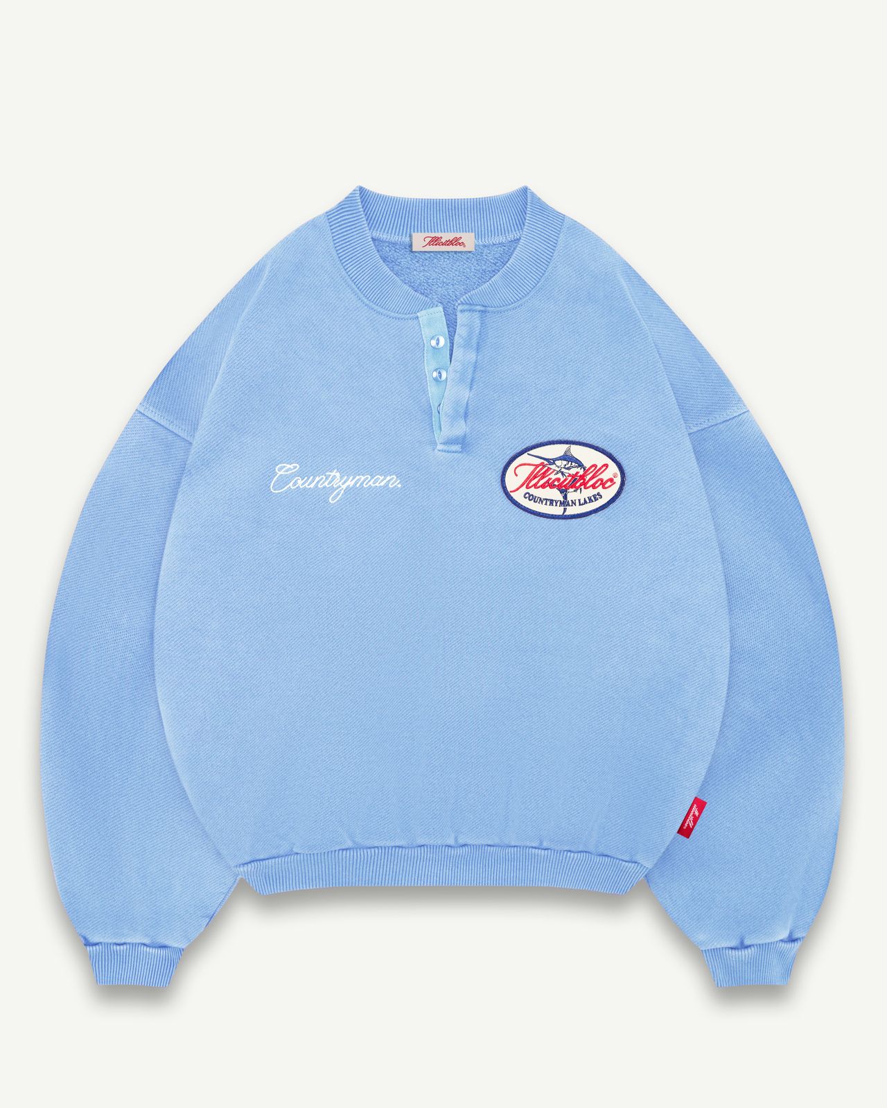 LAKES CREST IRONWEAVE™ HENLEY CREWNECK - POWDER BLUE