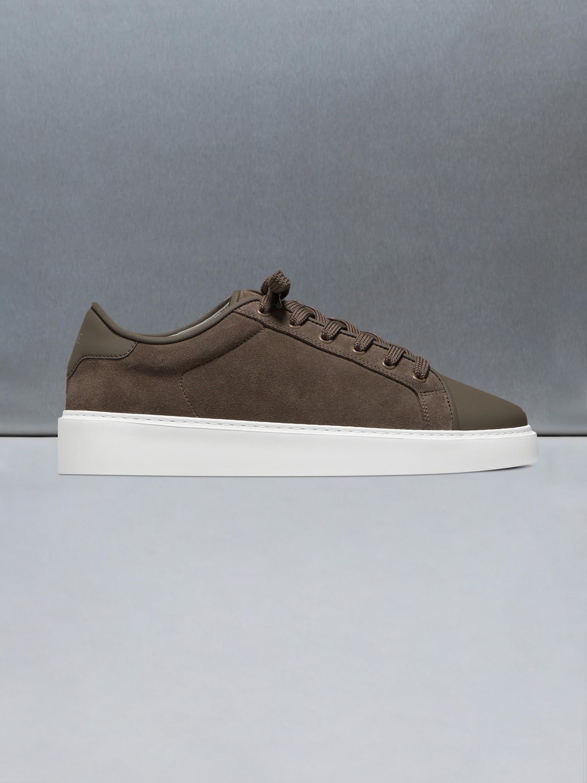 Mid Leather Toe Cap Trainer in Taupe