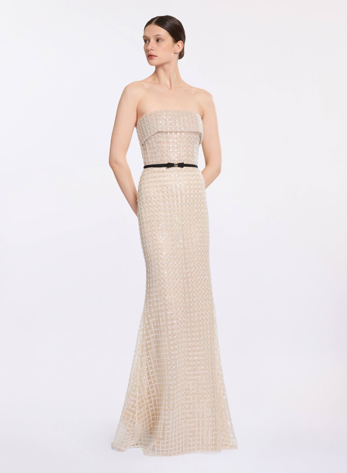Strapless Pearl Long Dress