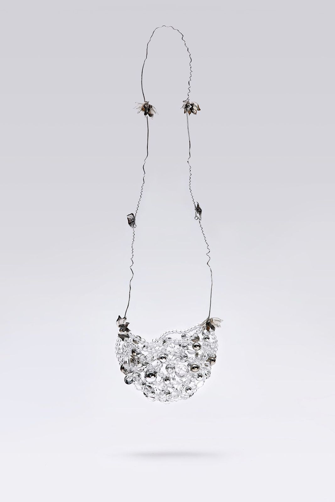 White Gold Lotus Forever Love Crossbody Bubble Crescent Bag
