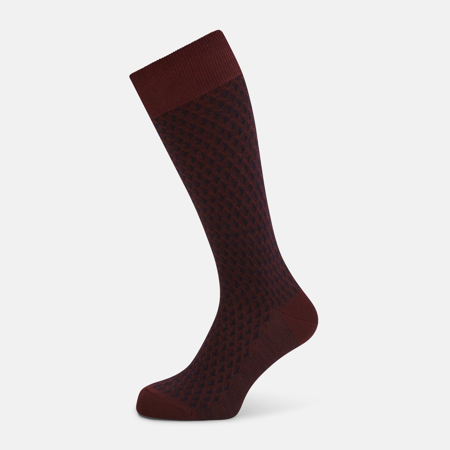 Burgundy Motif Intarsia Wool Mid-length Socks