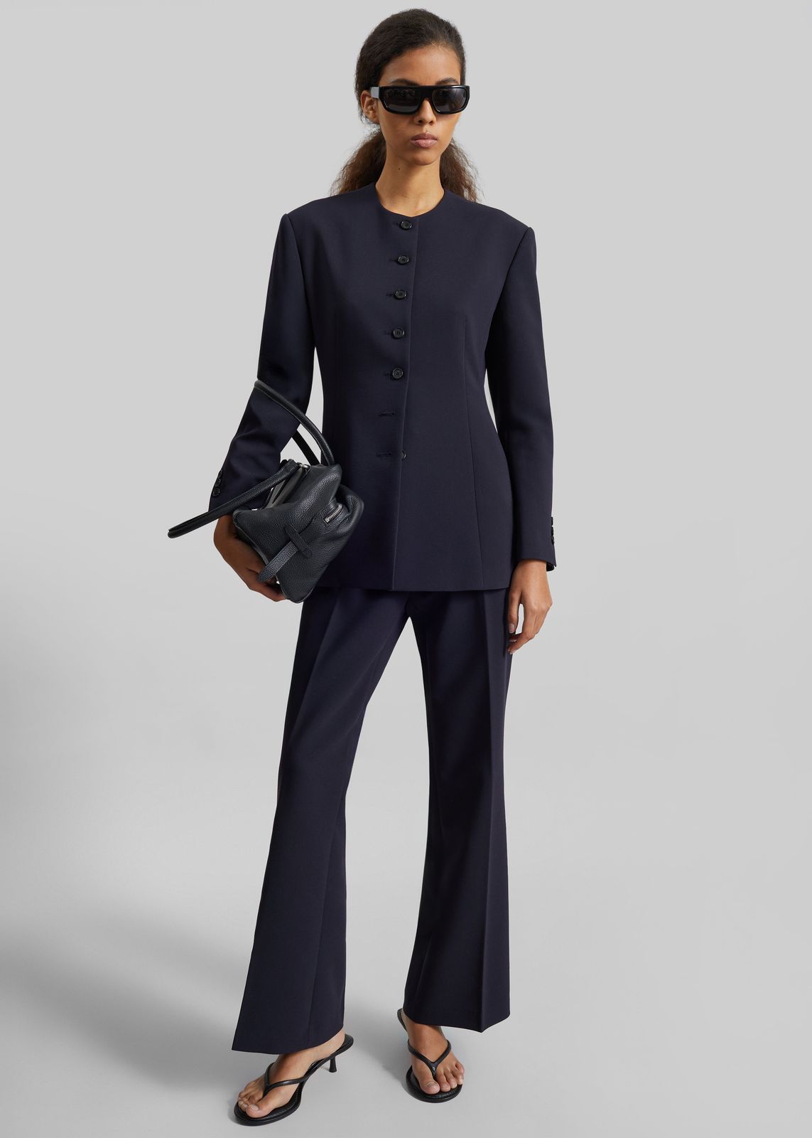 Chesnay Collarless Blazer - Navy