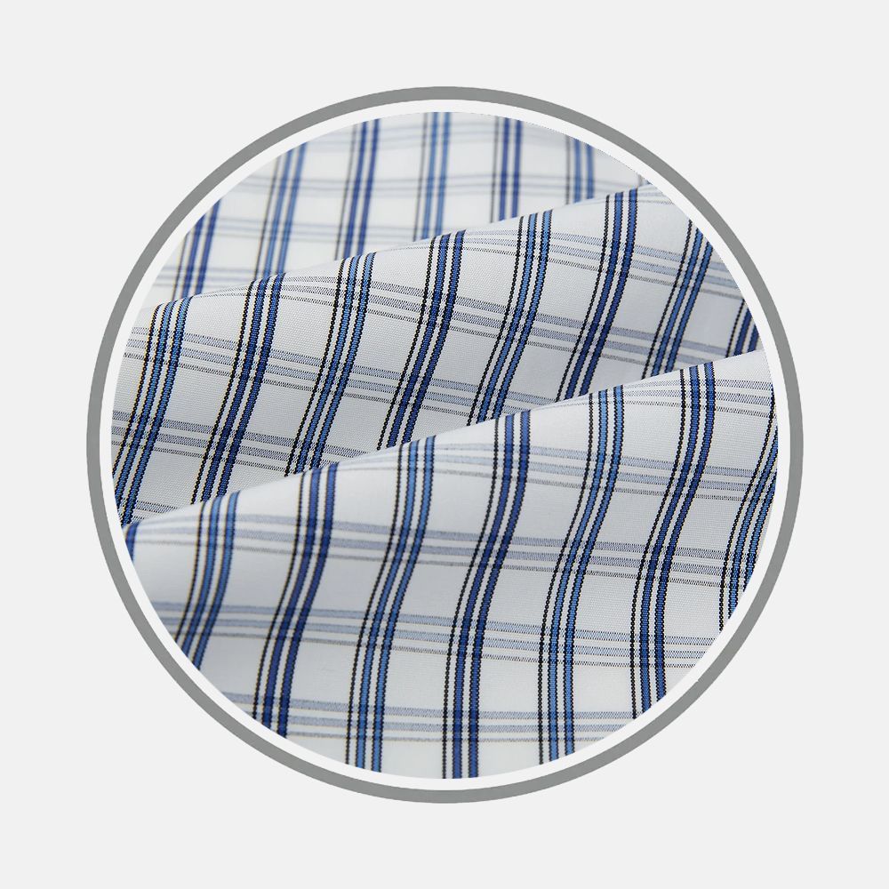 Navy and Blue Multi Tattersall Fabric