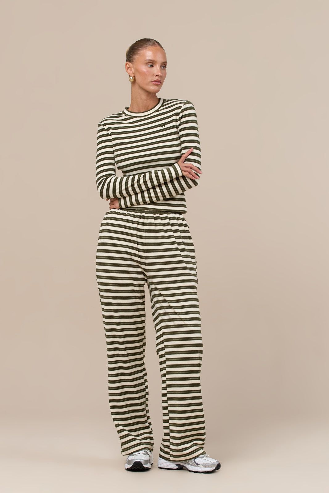 FRANKIE TROUSERS | CREAM & KHAKI STRIPE