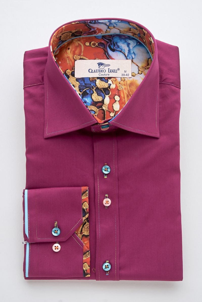 Magenta Shirt with Abstract Contrast