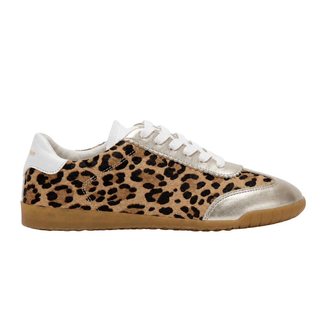 Moorgate Women's Leopard Print and Gold Leather Trainer