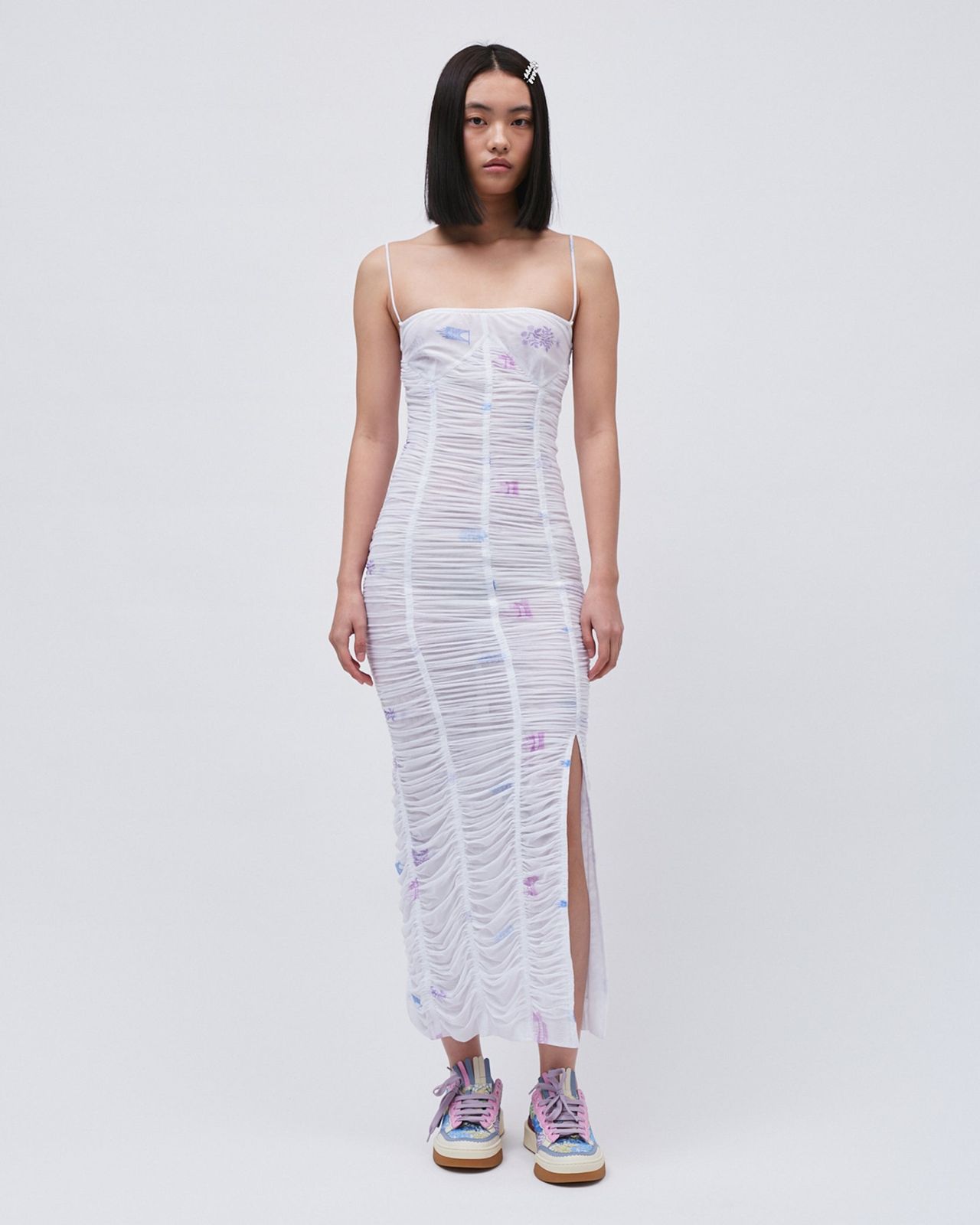 GATHERED STRAP DRESS