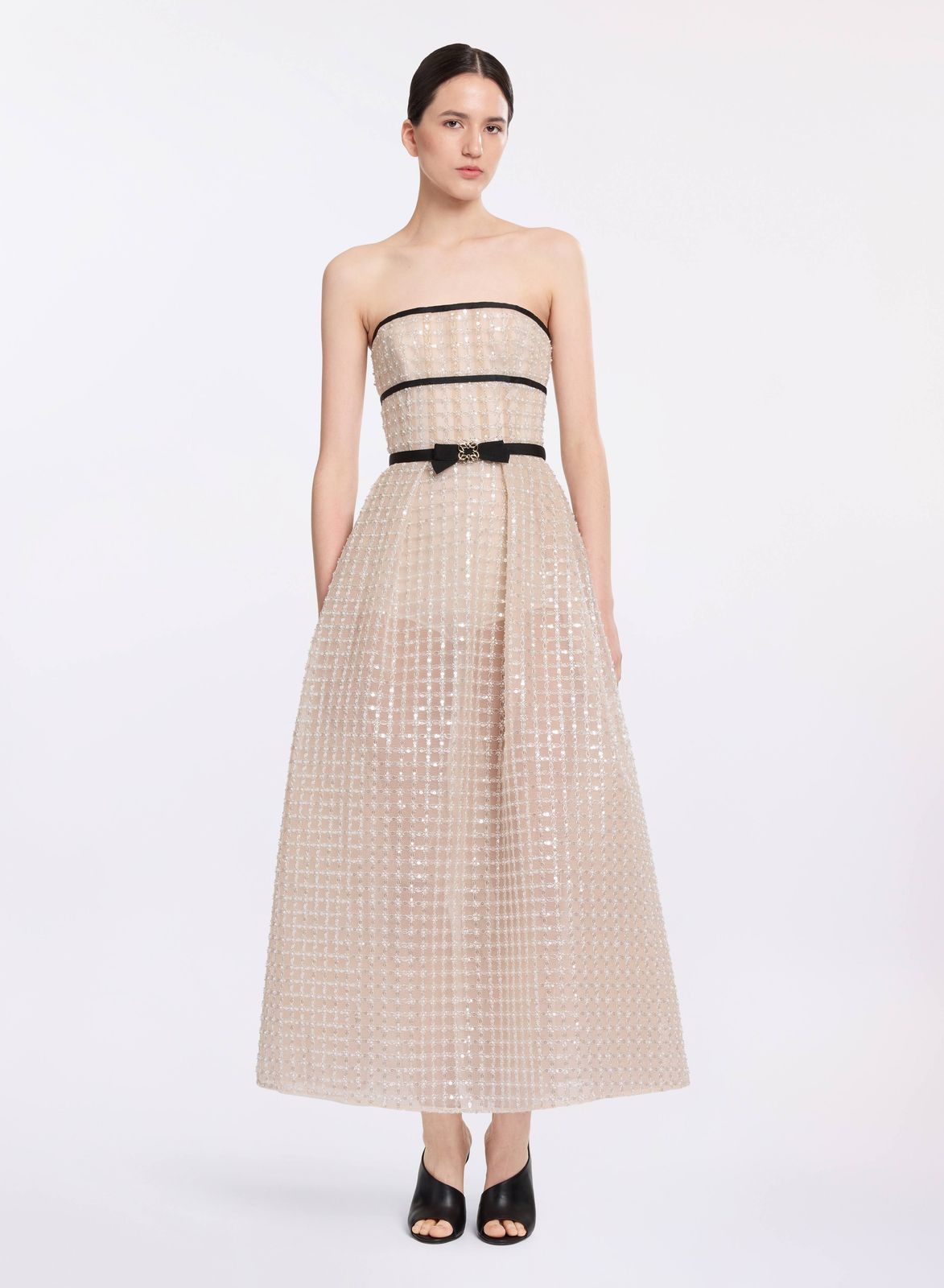 Strapless Pearl Midi Dress