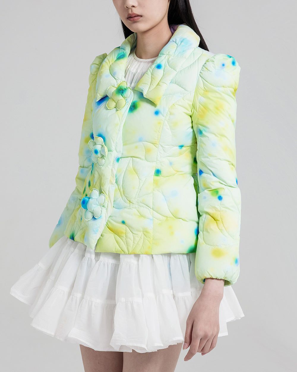 Printed Collar Puffer Jacket