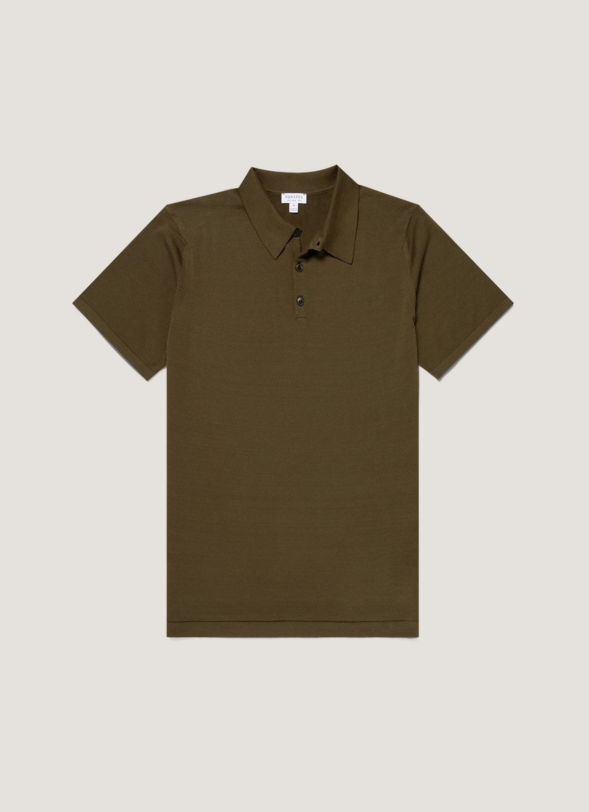 Men's Sea Island Cotton Knit Polo Shirt in Deep Olive