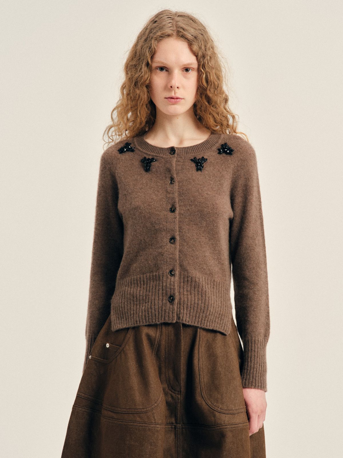Embellished Relaxed Cashmere Cardigan