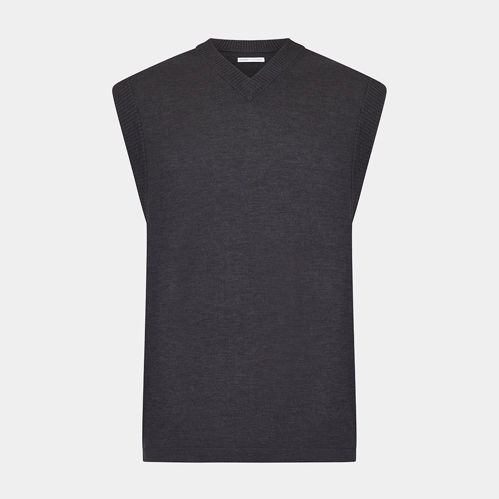 Brown Fine Merino V-Neck Vest