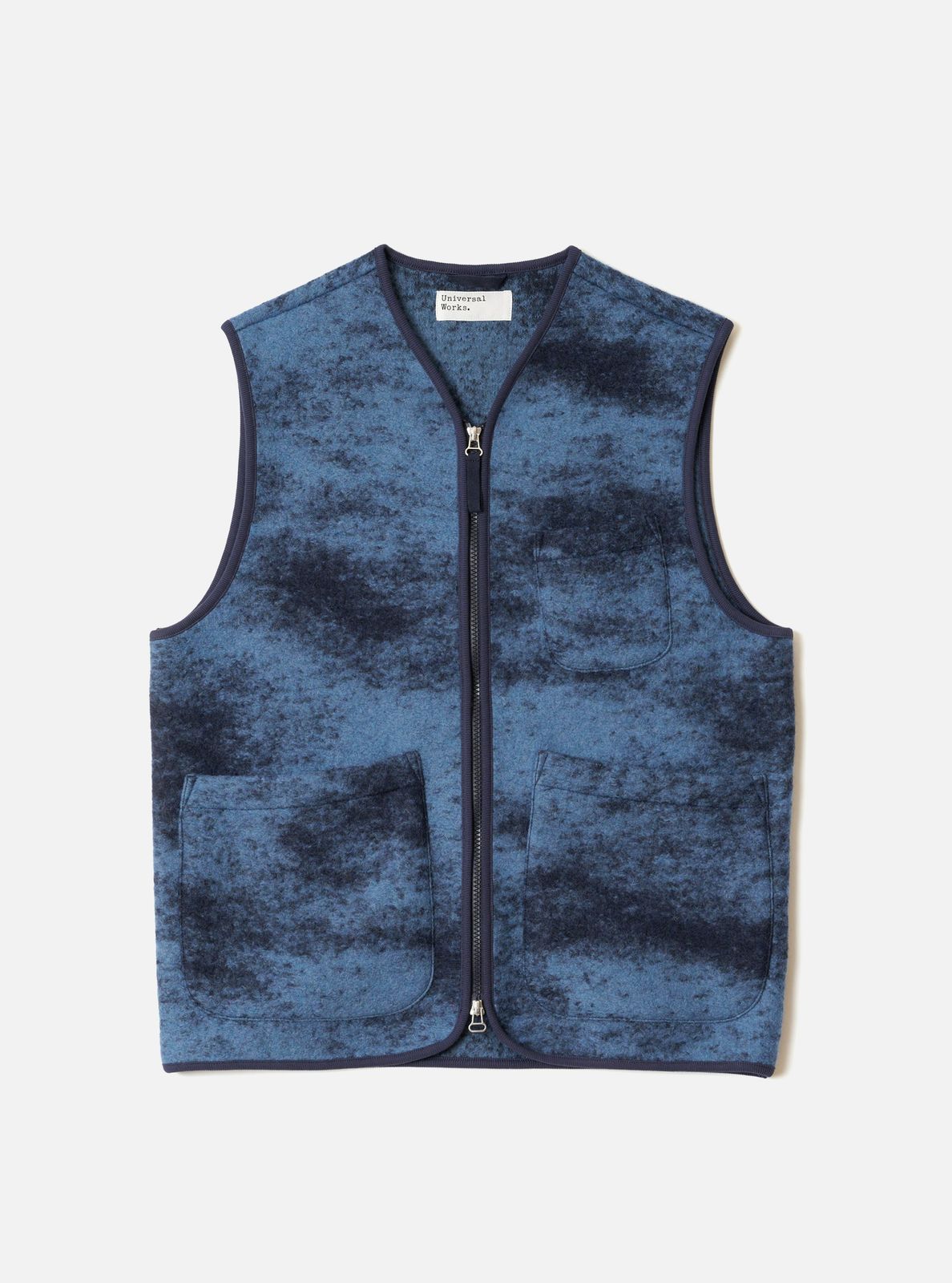 Blue Cloud Camo Knit Zip Gilet