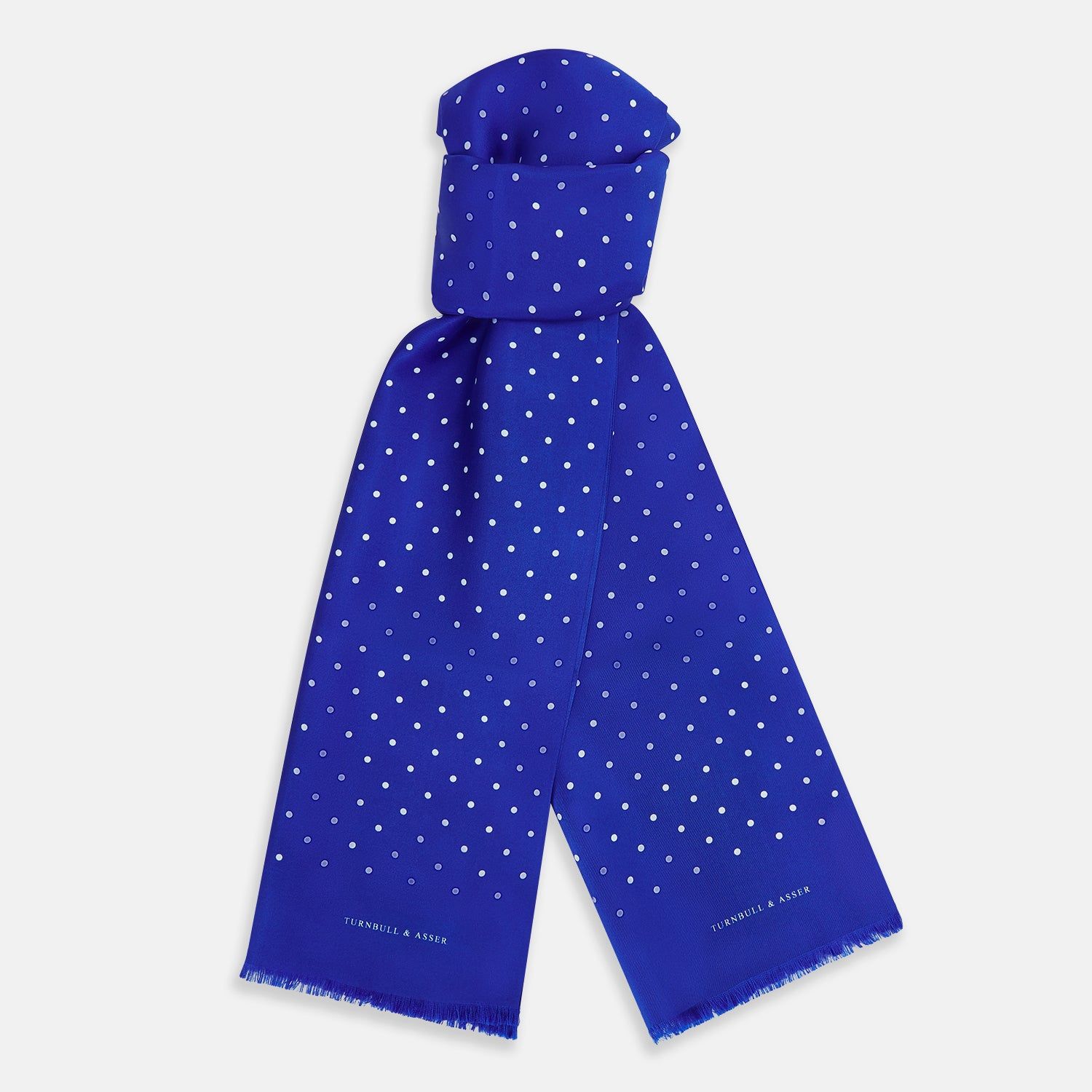 Royal Blue and White Spotted Silk Scarf