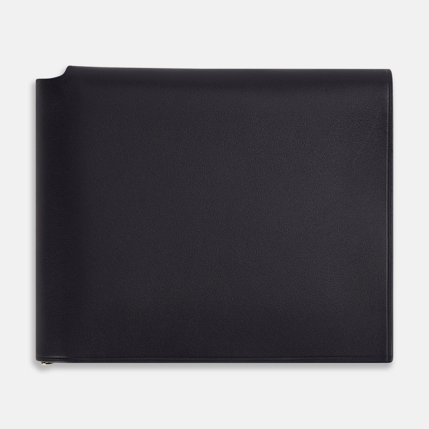 Navy Leather Trifold Card Holder with Metal Money Clip