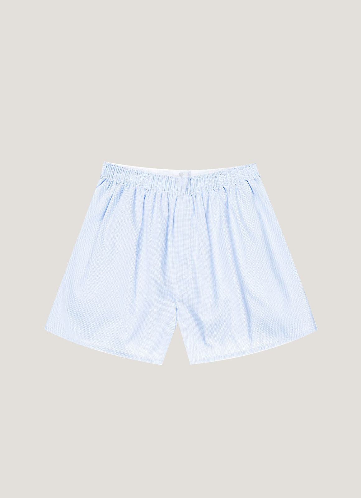 Men's Classic Boxer Short in Light Blue Micro Gingham