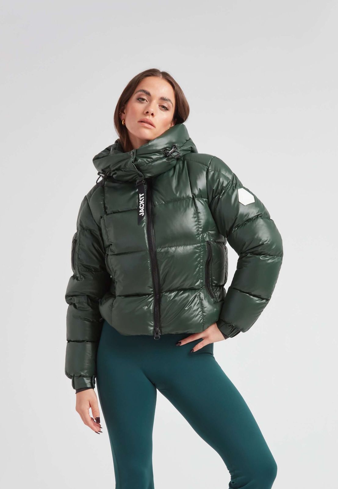 EZ Boxed Crop Down Puffer Jacket Lux Emerald