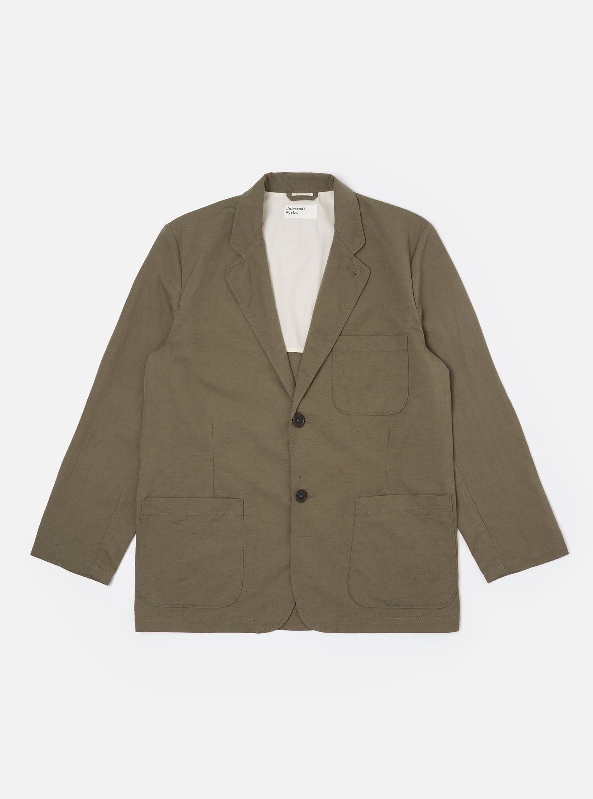 Olive Linen Slub Weave Two Button Jacket