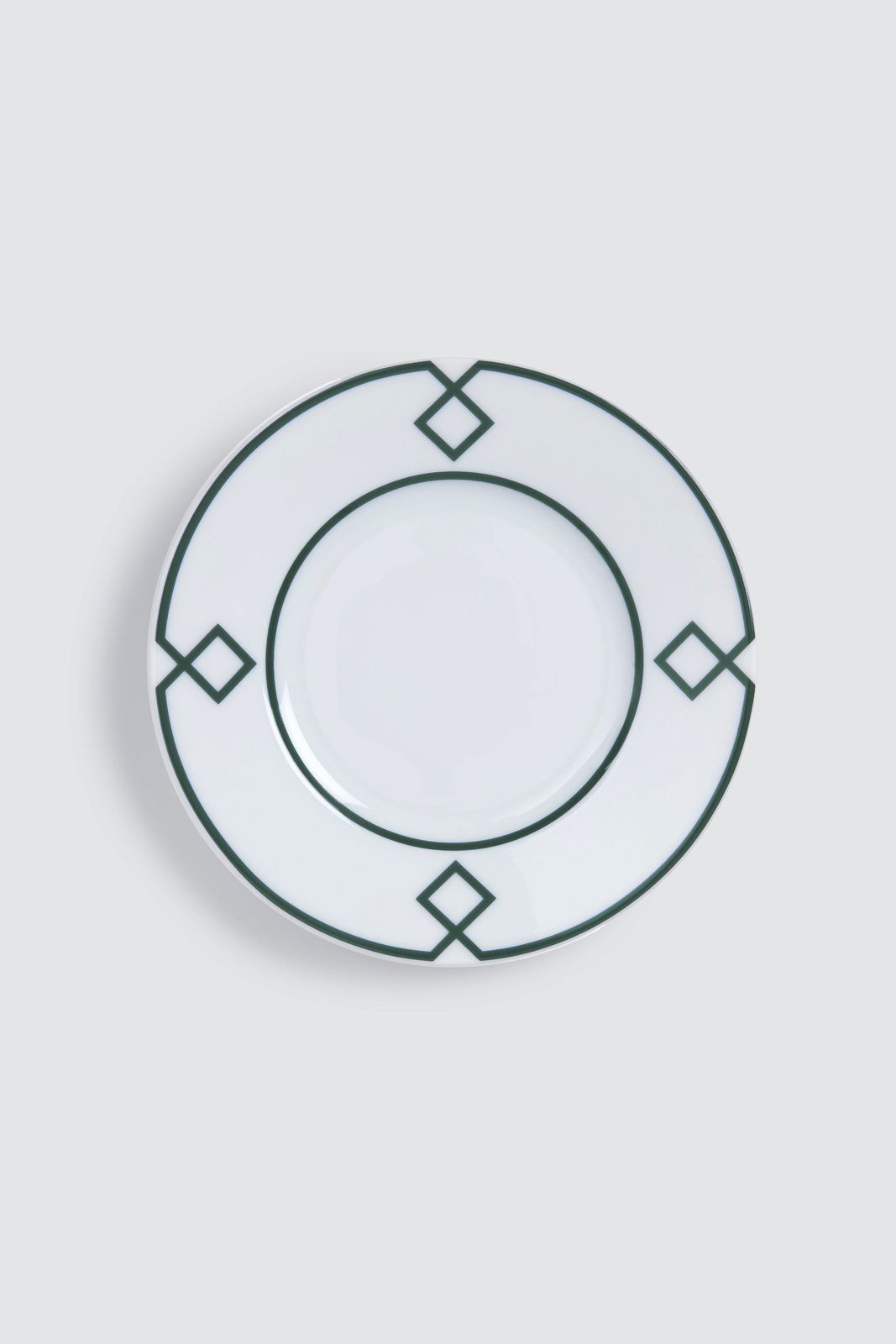 Naples Bread Plate with Green Geometric Border