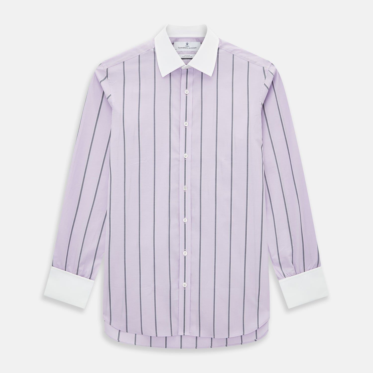 Lilac Track Stripe Shirt with Contrast T&A Collar and Cuffs