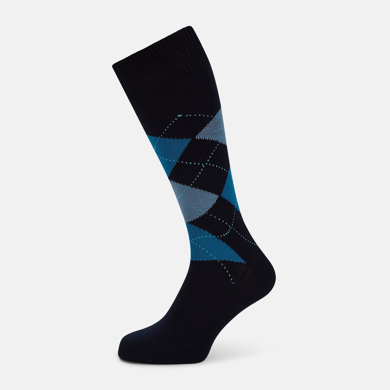 Navy Check Mid-Length Socks