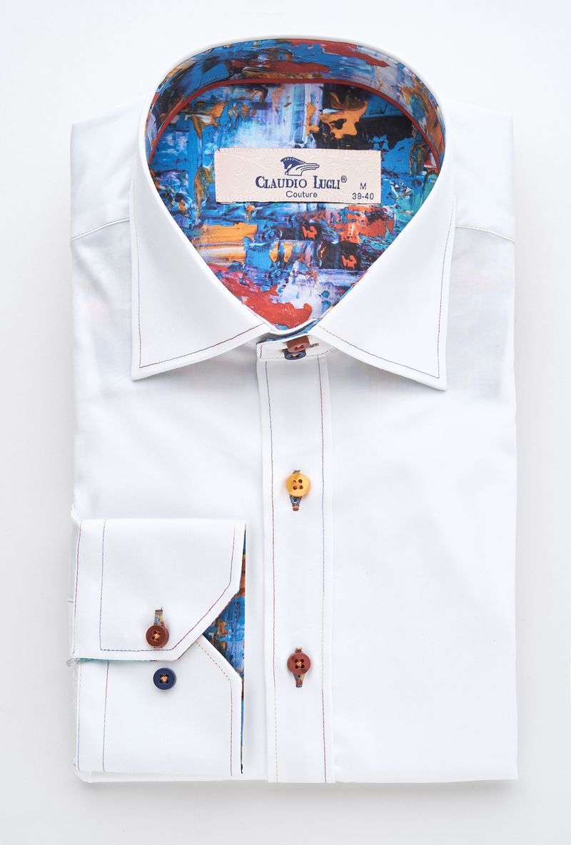 White Shirt with Abstract Trim