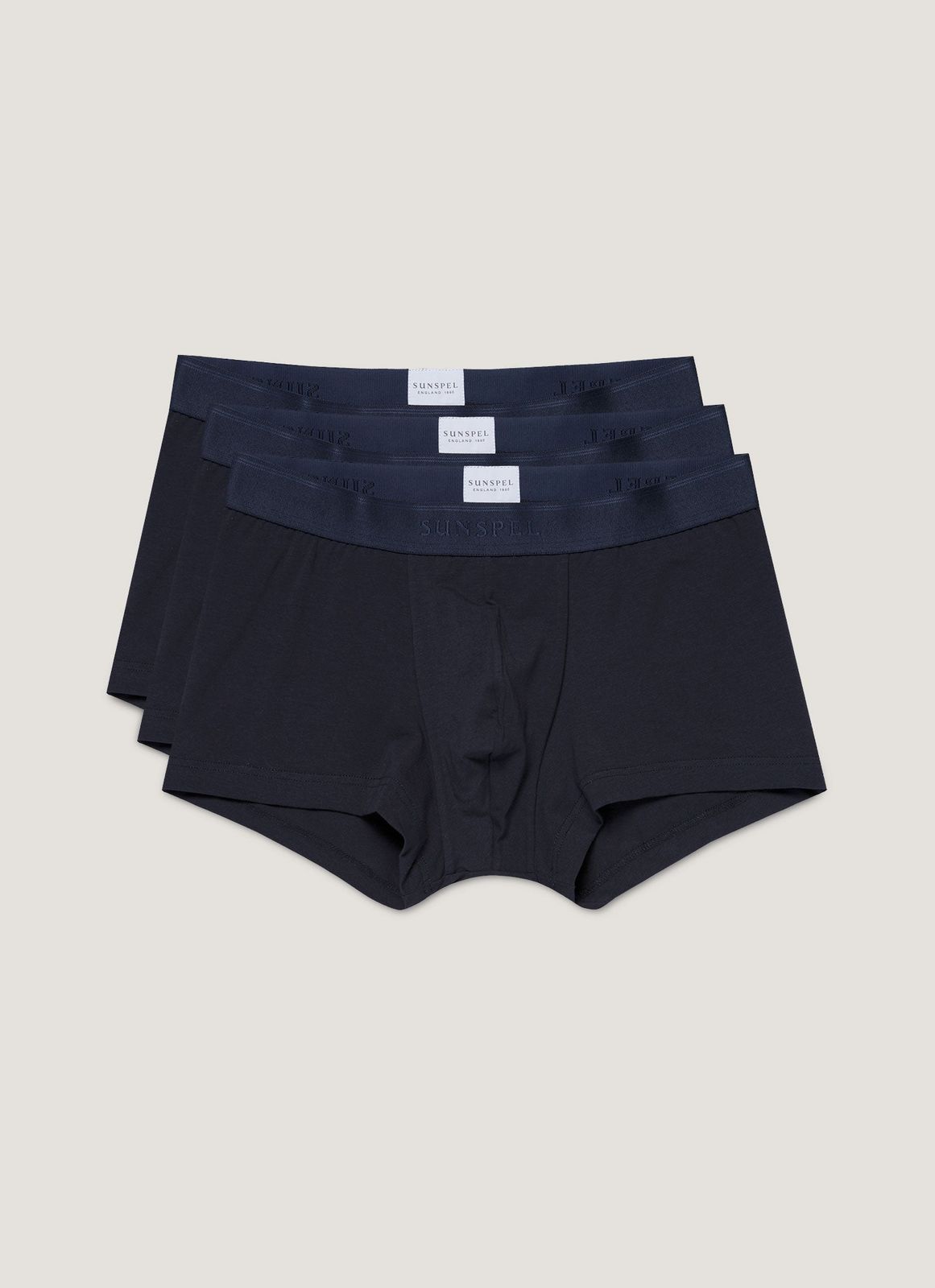 Men's Stretch Cotton Trunks 3-Pack in Navy