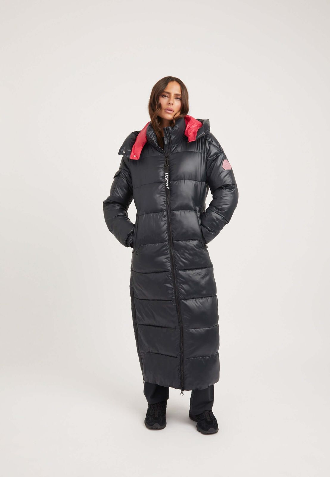 EZ Slick Ultra Long Coat Black Pink