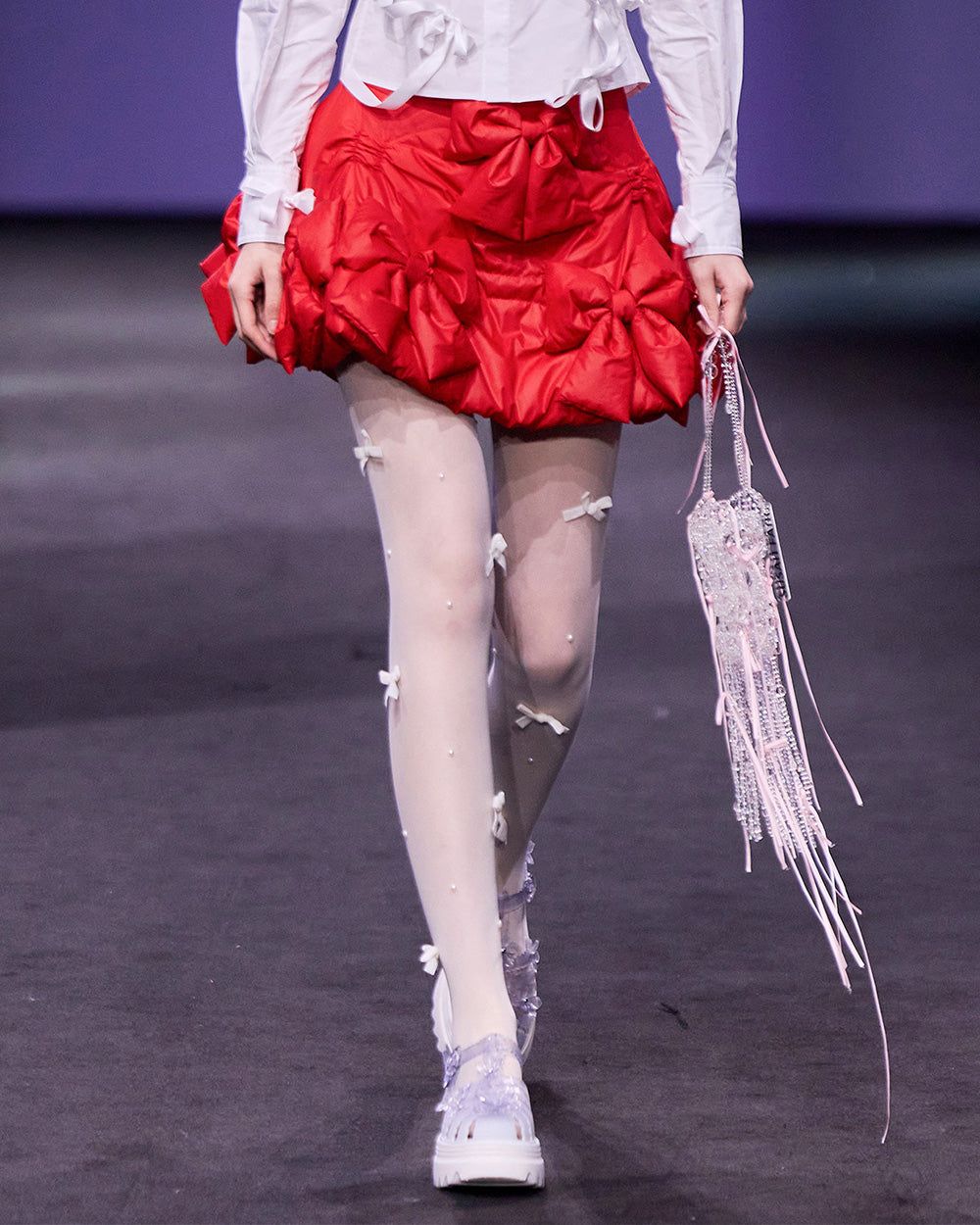 BOW PUFFER MINI SKIRT